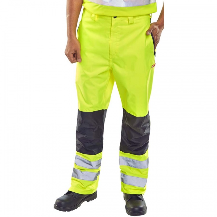 Beeswift BD85 Contrast Hi Viz Trousers Saturn Yellow